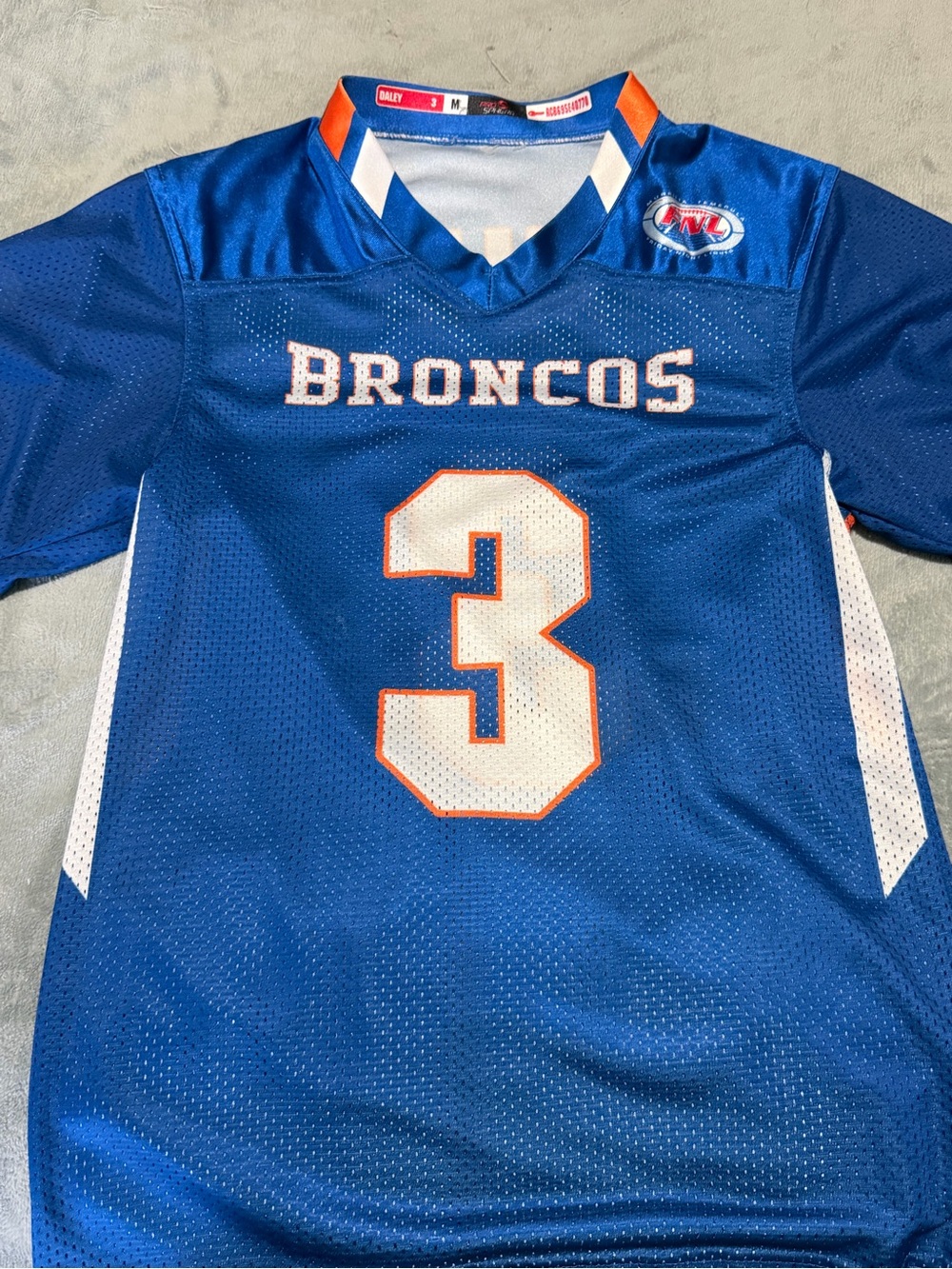 Broncos #3 Blue Mesh Football Jersey - Unbranded